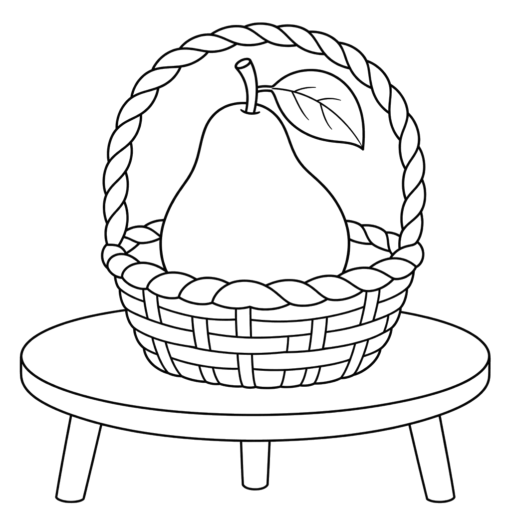 Pêra na cesta — desenho para colorir