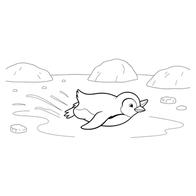 Pingüino deslizándose sobre el hielo