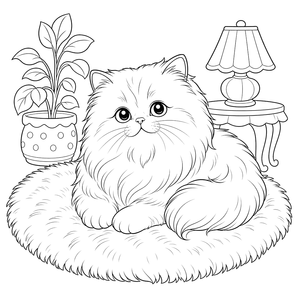 Perserkatze auf einem flauschigen Teppich