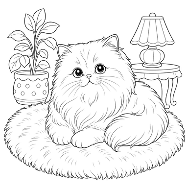 Perserkatze auf einem flauschigen Teppich