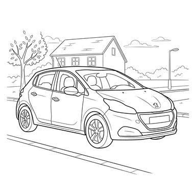 Coloriage voiture Peugeot 208