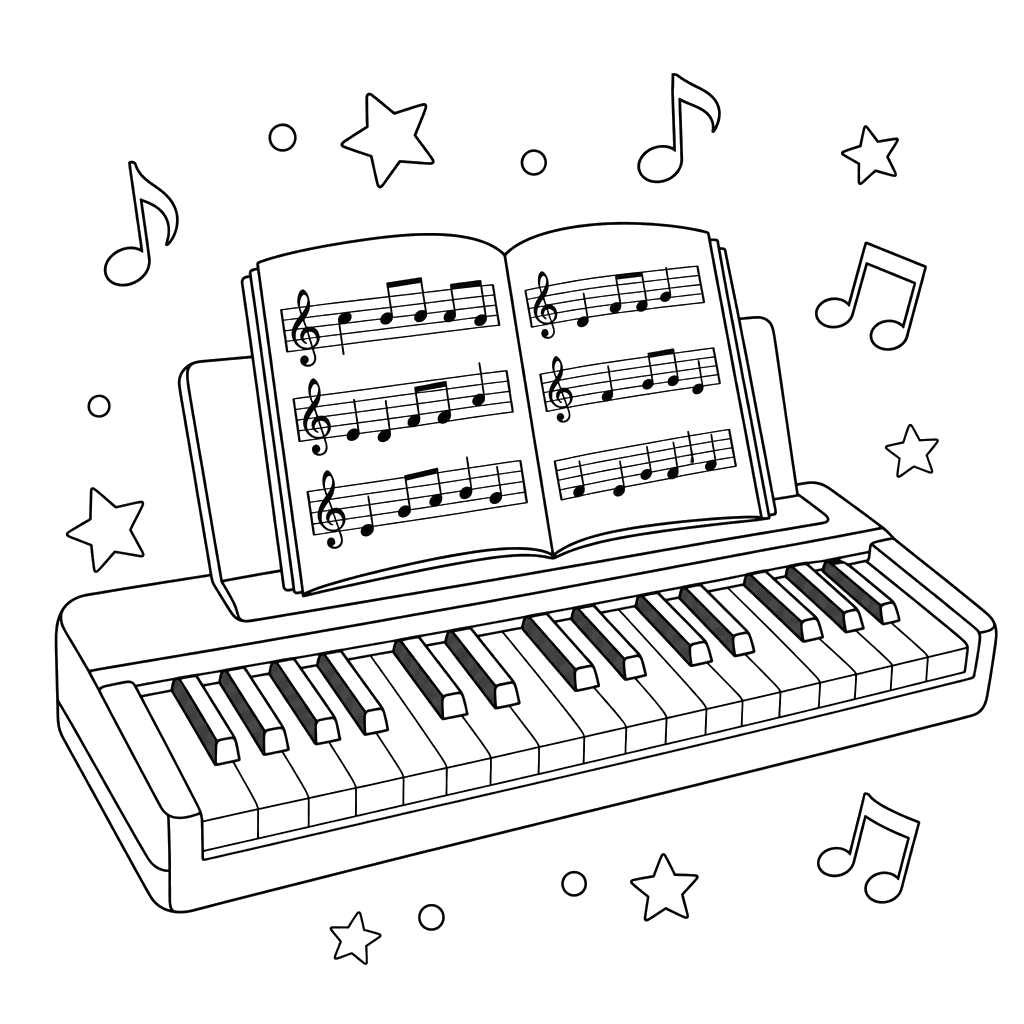 Piano Keys and Music Notebook