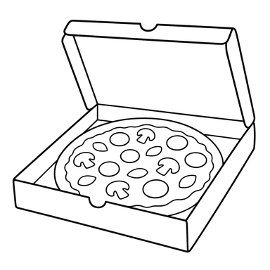 Desenho para colorir: pizza em caixa de papelão