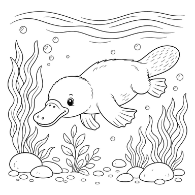 Schnabeltier im Fluss Ausmalbild