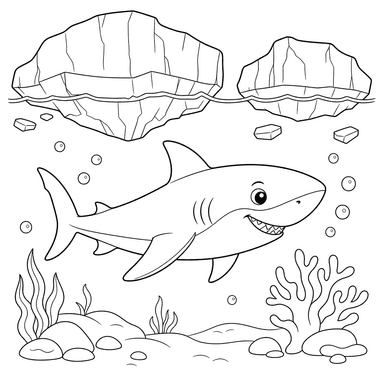 Coloriage Requin polaire sous la glace