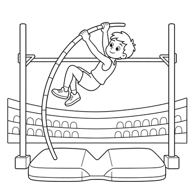 Stabhochsprung im Stadion — Ausmalbild