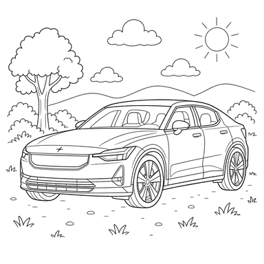 Раскраска Электромобиль Polestar 2