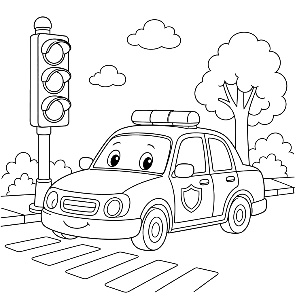 Polizeiauto an der Ampel