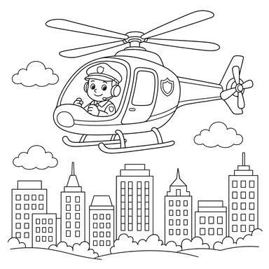 Polizeihubschrauber über der Stadt