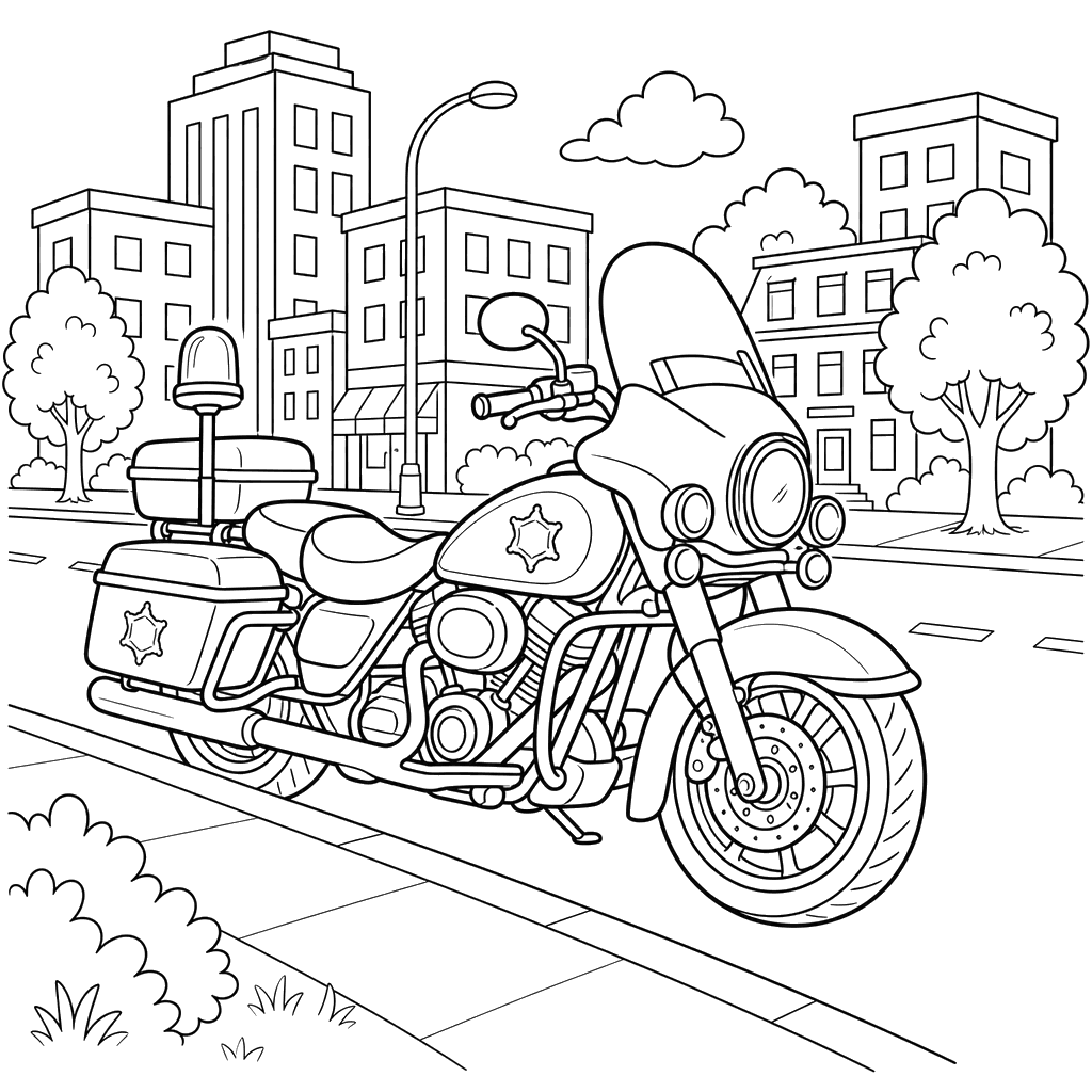 Moto de police dans la rue