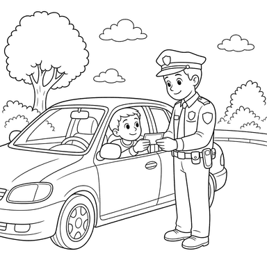 Polizist und Autofahrer Ausmalbild
