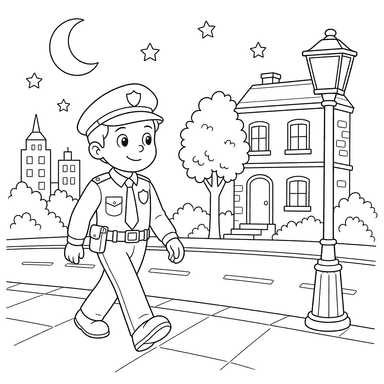 Police Officer Evening Patrol