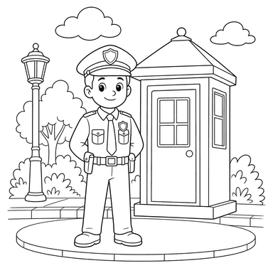 Ausmalbild Polizist im Dienst