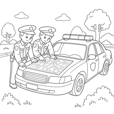 Police Officers Studying a Map