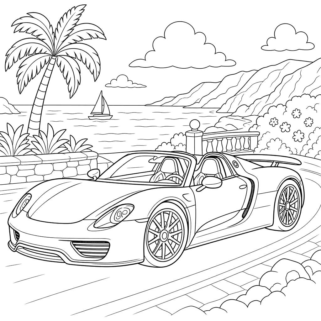 Раскраска Порше 918 Спайдер