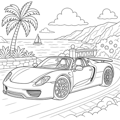 Dibujo para colorear de Porsche 918 Spyder
