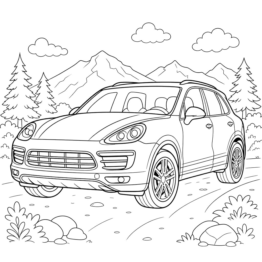 Dibujo para colorear de Porsche Cayenne