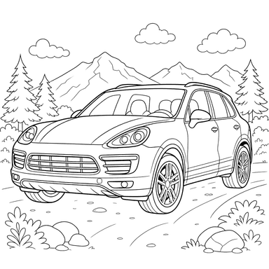 Porsche Cayenne SUV Coloring Page