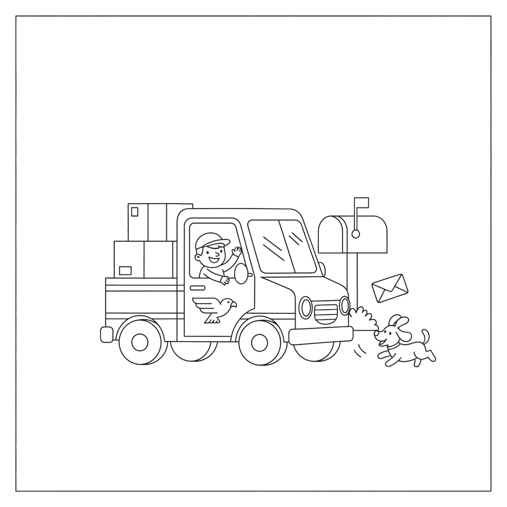 Ausmalbild Postlieferwagen