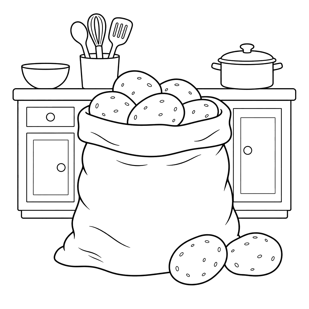 Batatas em saco — desenho para colorir