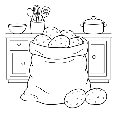 Batatas em saco — desenho para colorir
