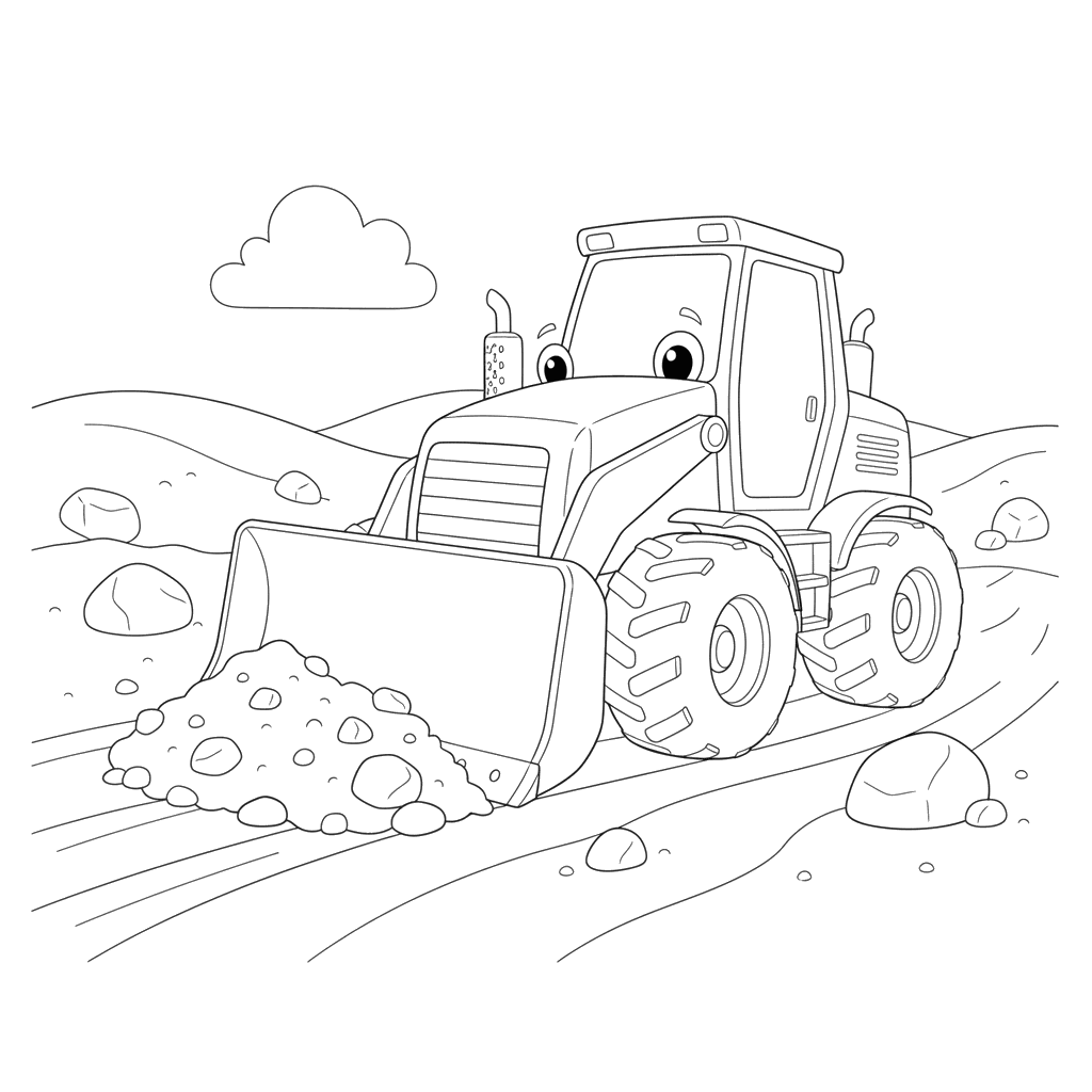 Coloriage: Bulldozer Puissant