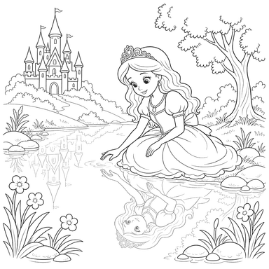 Coloriage « Princesse au bord de la rivière miroir »