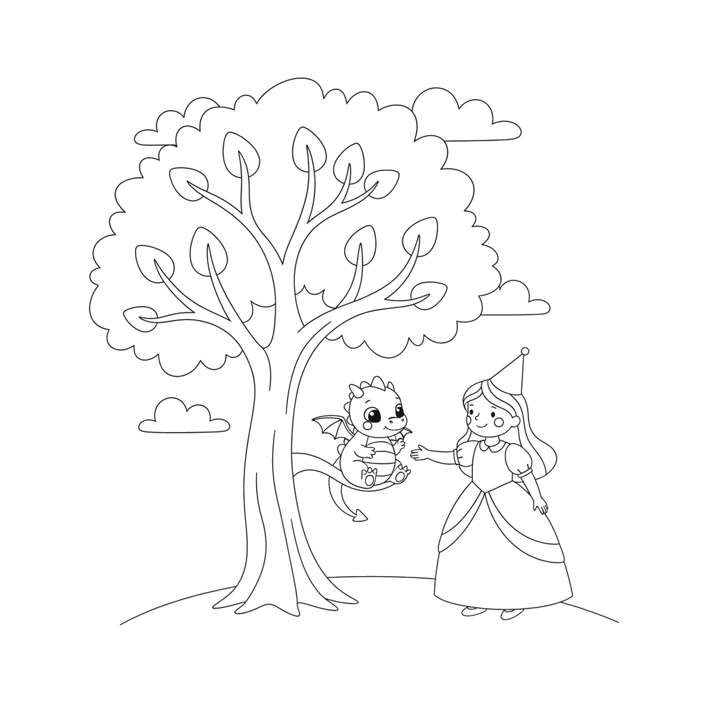 Prinzessin Rettet Drachen Ausmalbild