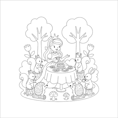 Fiesta de té de princesas con animales del bosque