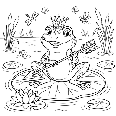 Coloriage Princesse Grenouille et Flèche