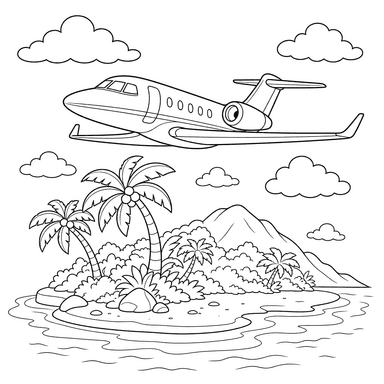 Privatjet über tropischer Insel