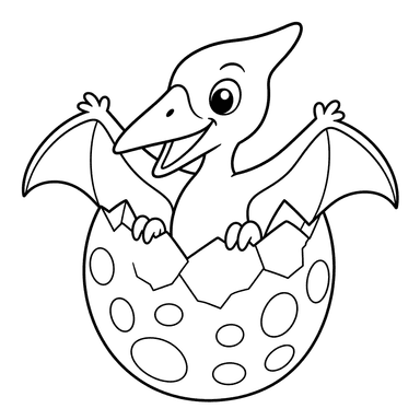 Pterodáctilo saindo do ovo – desenho para colorir