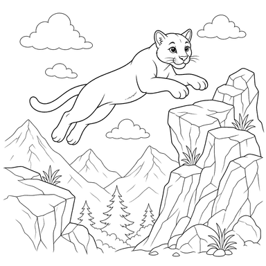 Puma sautant dans les montagnes