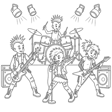 Desenho de Banda de Punk para Colorir