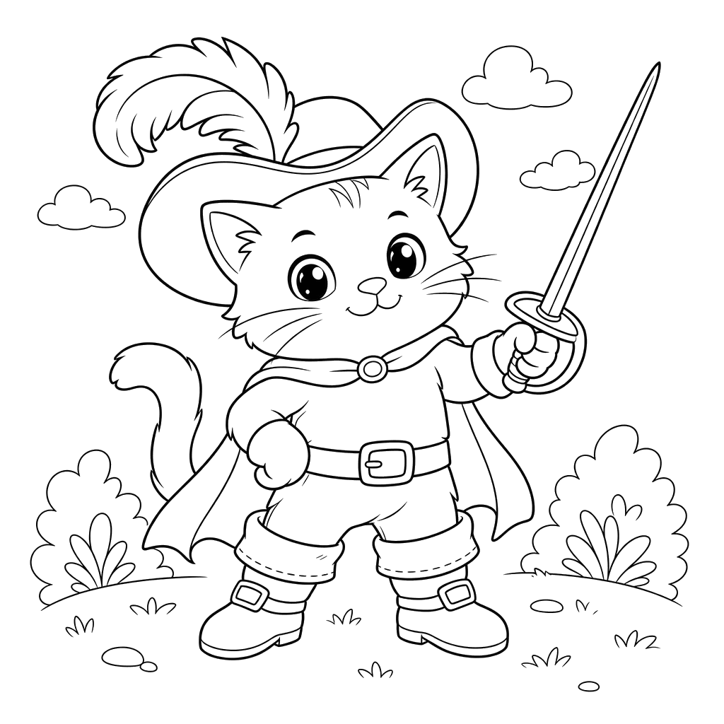 Dibujo para colorear El Gato con Botas