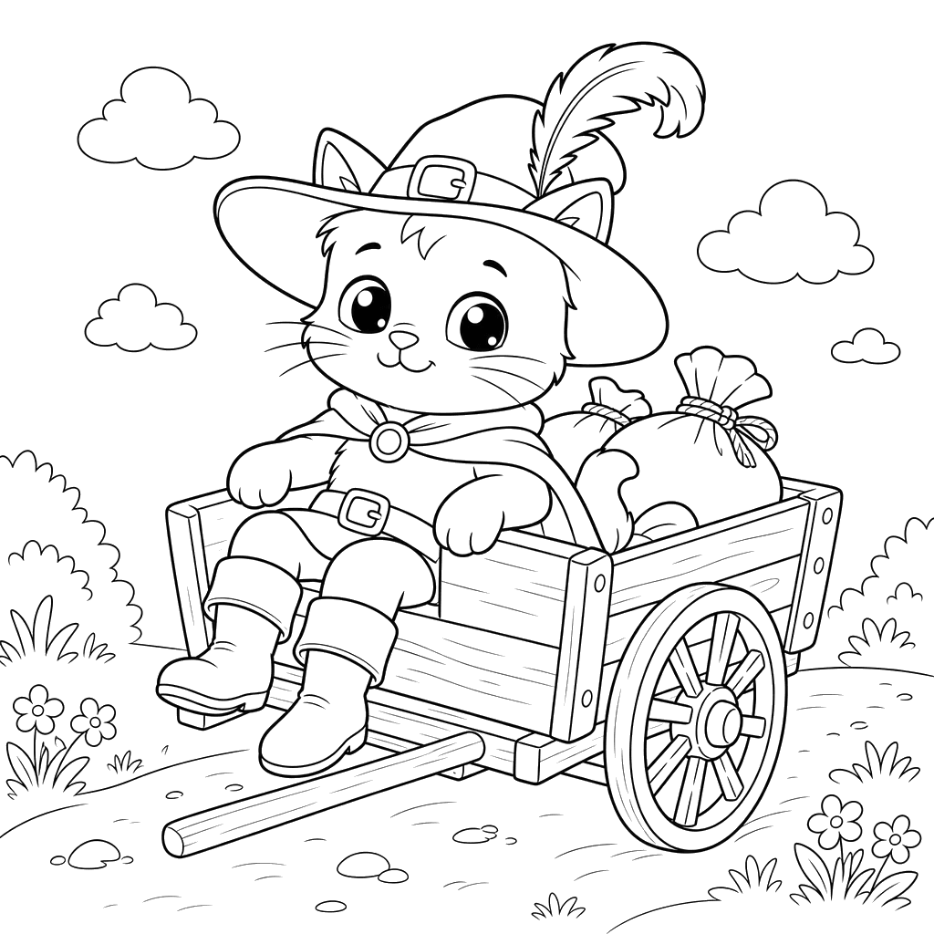El Gato con Botas en Carro Kawaii
