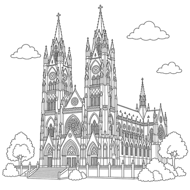 Ausmalbild Gotische Basilika von Quito