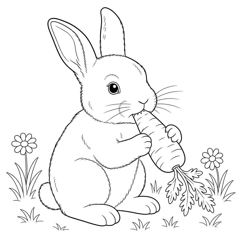 Coelho comendo cenoura