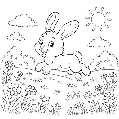 Hase springt auf der Sommerwiese