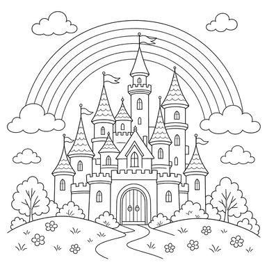 Regenbogen über dem Märchenschloss
