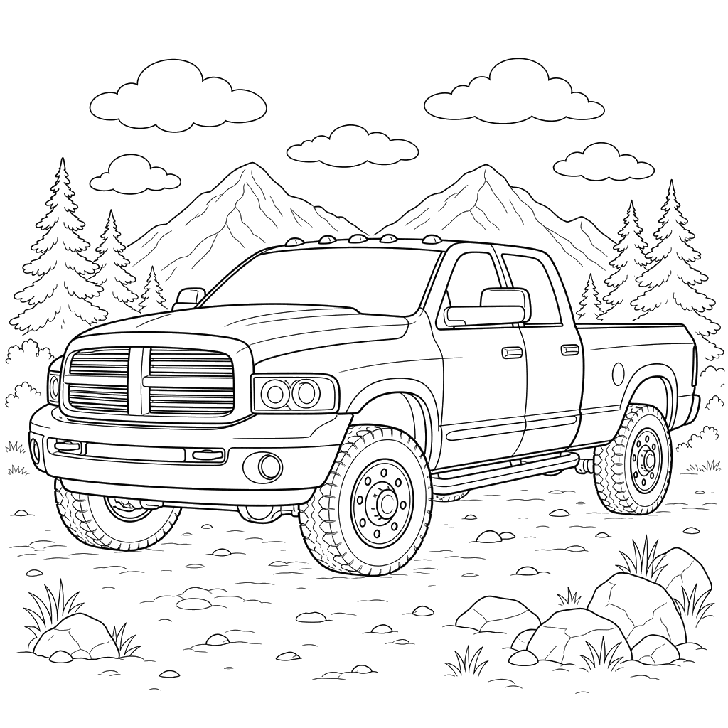 Dibujo para Colorear de Camioneta Ram