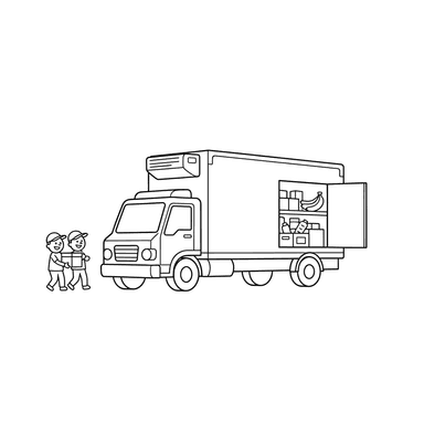 Coloriage Camion Frigorifique Livrant des Produits