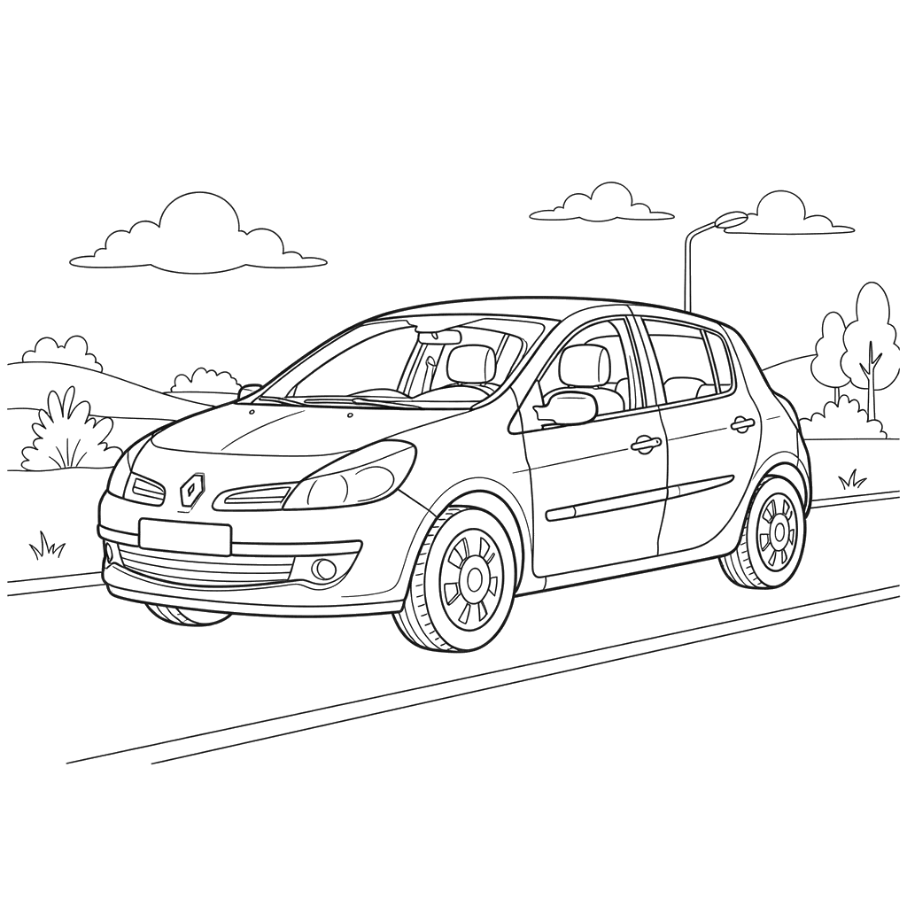 Dibujo para Colorear Renault Clio para Niños
