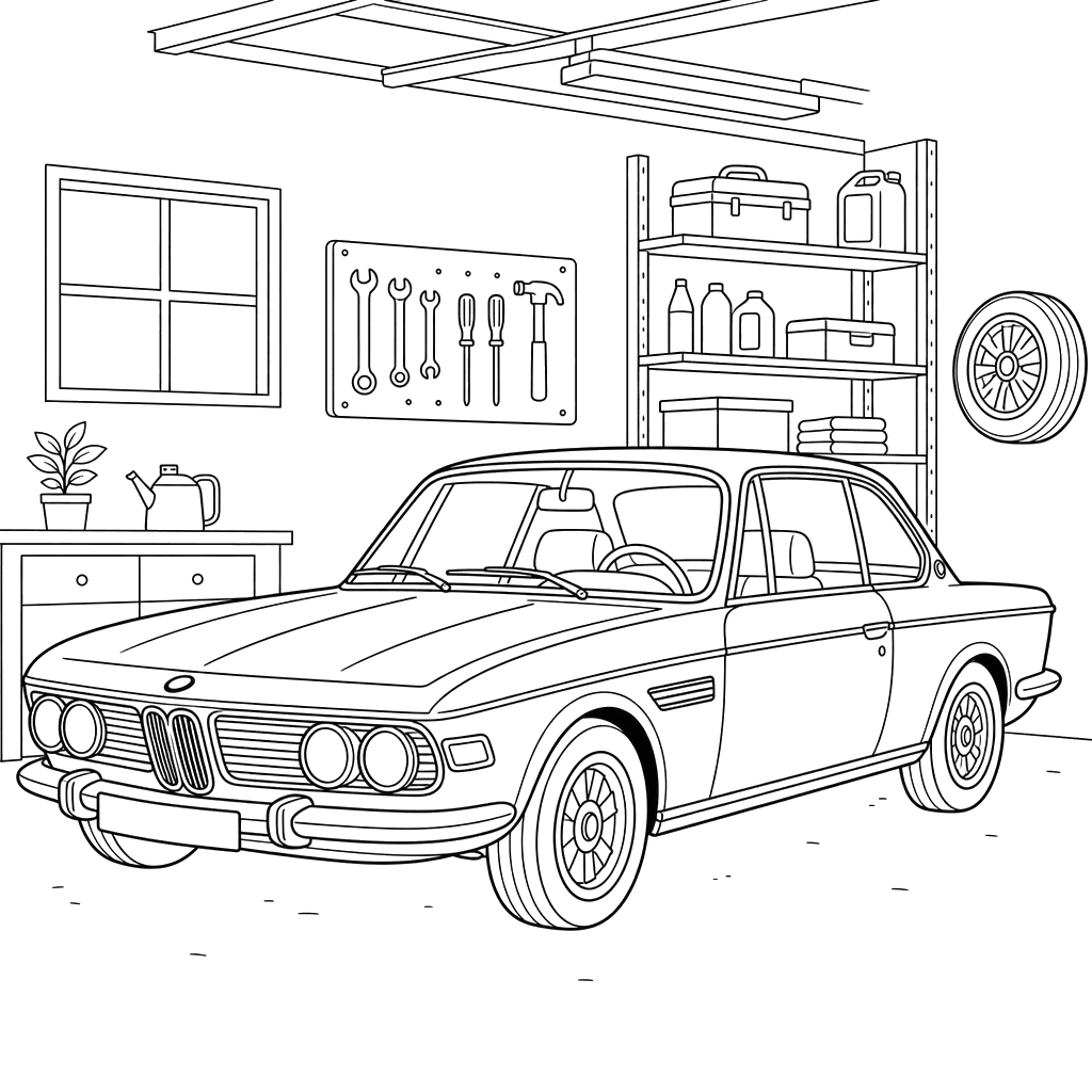 Retro-Auto in der Garage