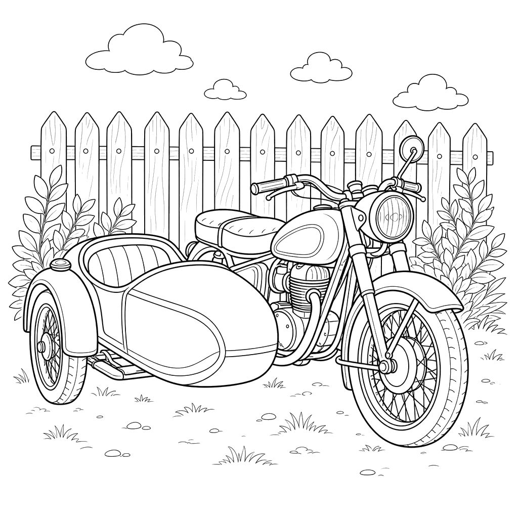 Moto rétro avec side-car