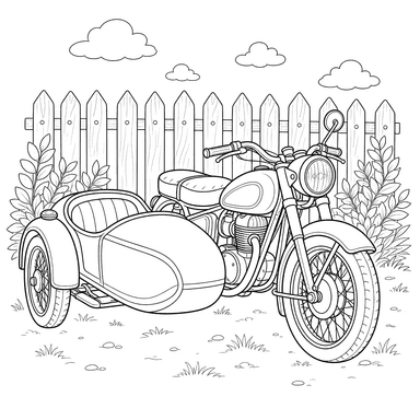 Moto rétro avec side-car