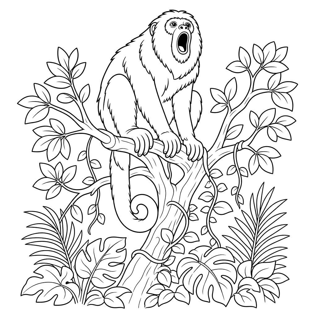 Revun en la copa del árbol — dibujo para colorear