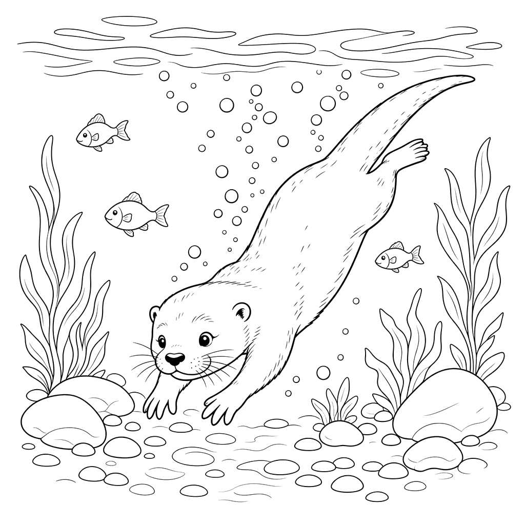 Nutria de río buceando