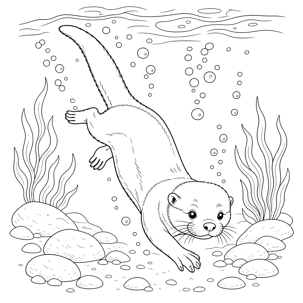 Nutria de río buceando
