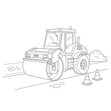 Coloriage Rouleau compresseur compactant la route